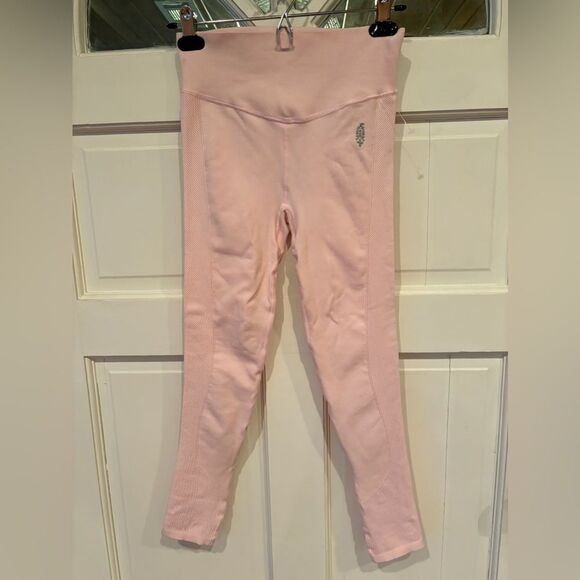 NWT free people movement ribbed stretch heirloom light pink leggings - Picture 4 of 7